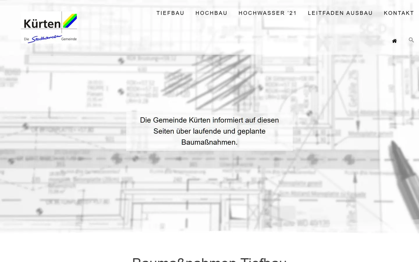 Bildschirmfoto: Baumaßnahmen Kürten
