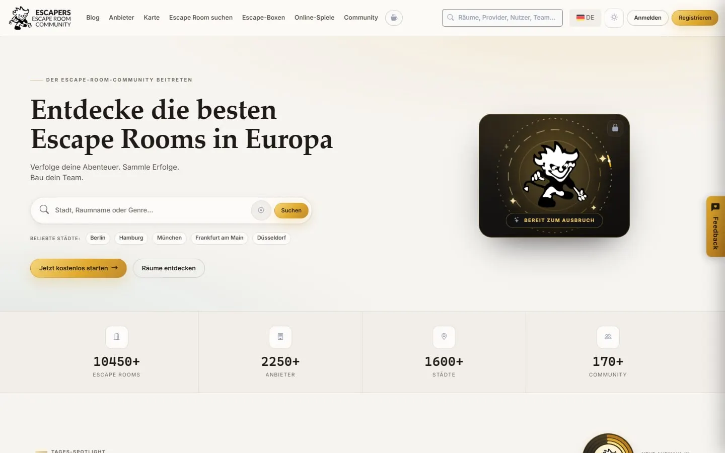 Bildschirmfoto: Escapers